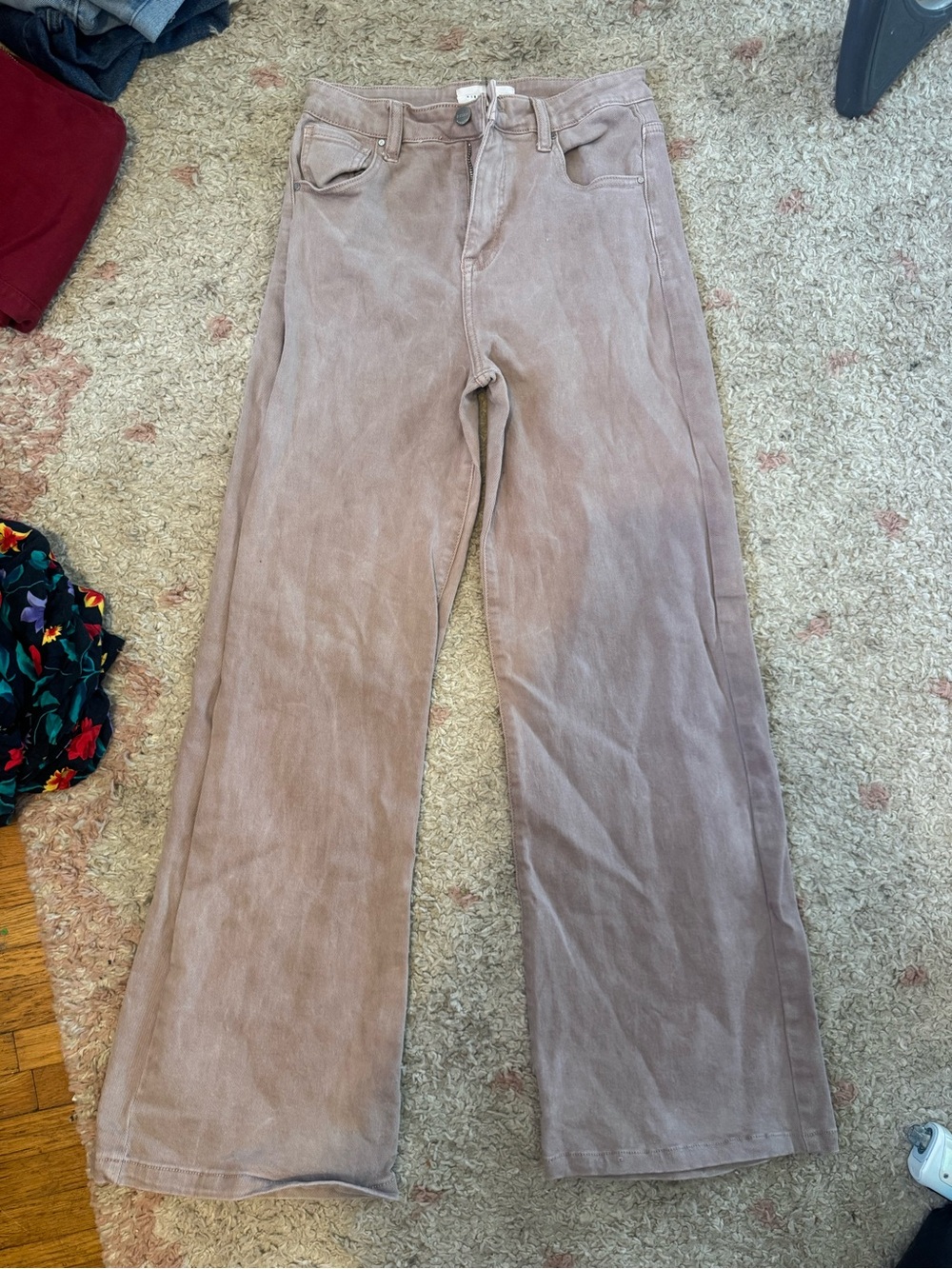 High-Rise Wide-Leg Jeans in Dusty Mauve